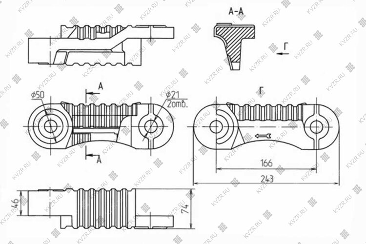 Чертеж колосника ведущего правого Т 24.06.004